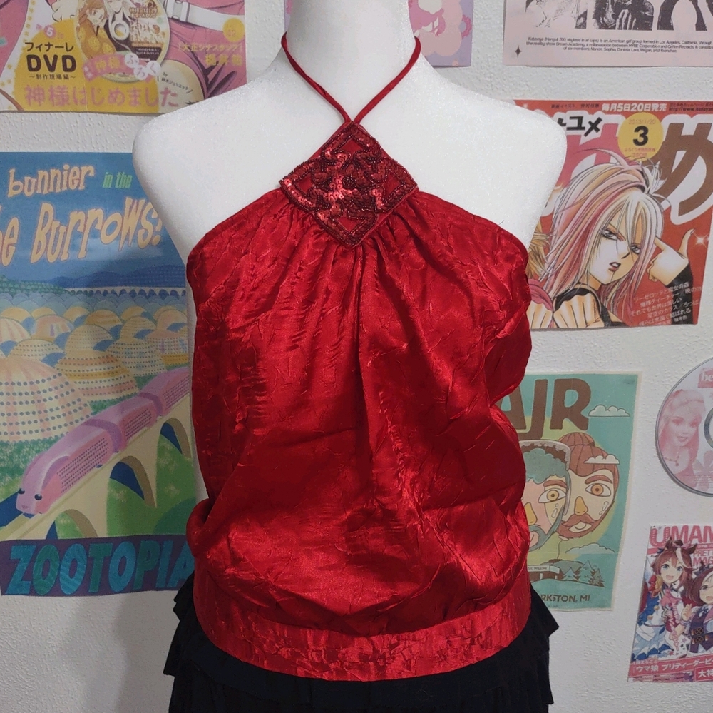 Y2K Red Halter Top